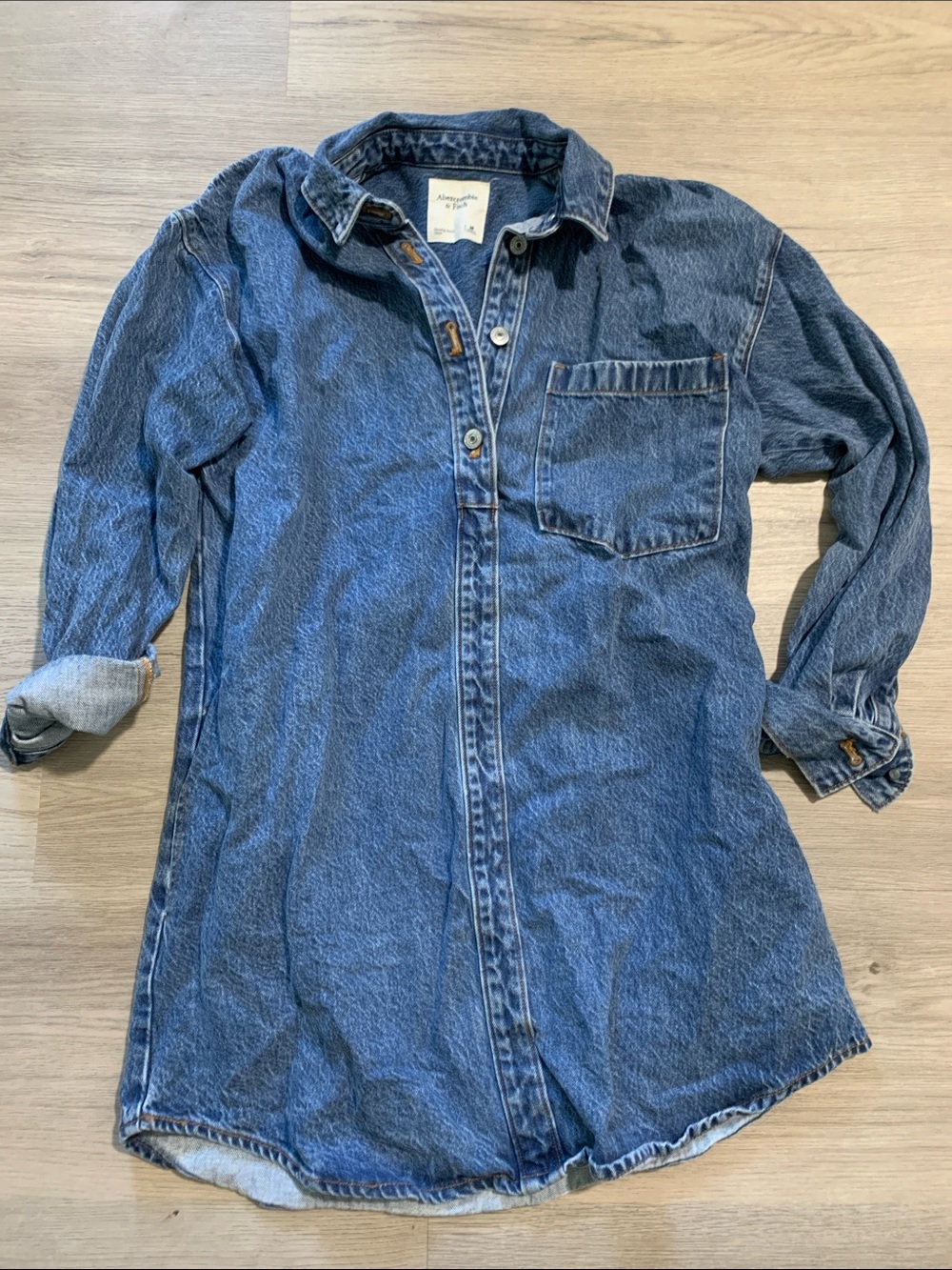 Abercrombie & Fitch Blue Denim Button-Down Shirt Dress medium